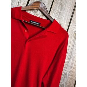 Bassiri Limited Collection Red Silk Cotton Long Sleeve Polo Sweater Mens XL